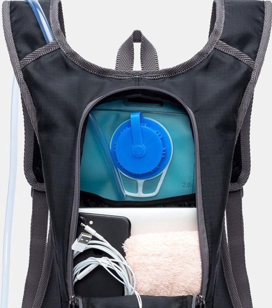 Sac à dos avec système de boisson - Comprend une poche à eau de 2 litres - Noir