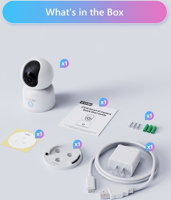 Fuegobird ZOSI C518 Caméra IP d'intérieur - 3MP - Fonction interphone - Caméra de sécurité - Caméra pour animaux - Caméra pour bébés - Compatible avec WIFI 2.4G/5G - Fonctionne avec application - Blanc