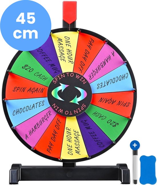 Jespro Wheel of Fortune XL Ø45cm - 14 compartiments d'écriture avec marqueur et gomme