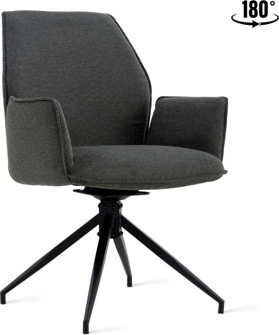 Chaise de salle à manger Jill Linen Anthracite Ensemble de 2 pièces