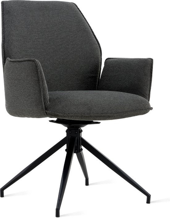 Chaise de salle à manger Jill Linen Anthracite Ensemble de 2 pièces