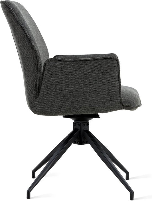 Chaise de salle à manger Jill Linen Anthracite Ensemble de 2 pièces