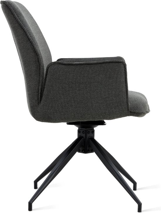 Chaise de salle à manger Jill Linen Anthracite Ensemble de 2 pièces