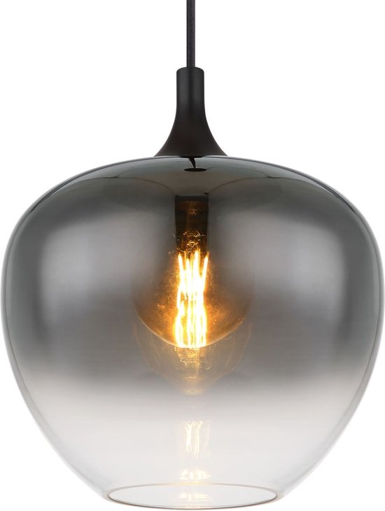 Globo Lampe pendante Maxy - Noir - Verre fumé - Ø29 cm - Raccord E27 - Réglable & Dimmable Description du produit