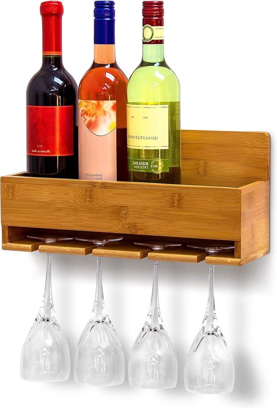 Porte-bouteilles mural - SoBuy - avec porte-verres - 17x37x115 cm