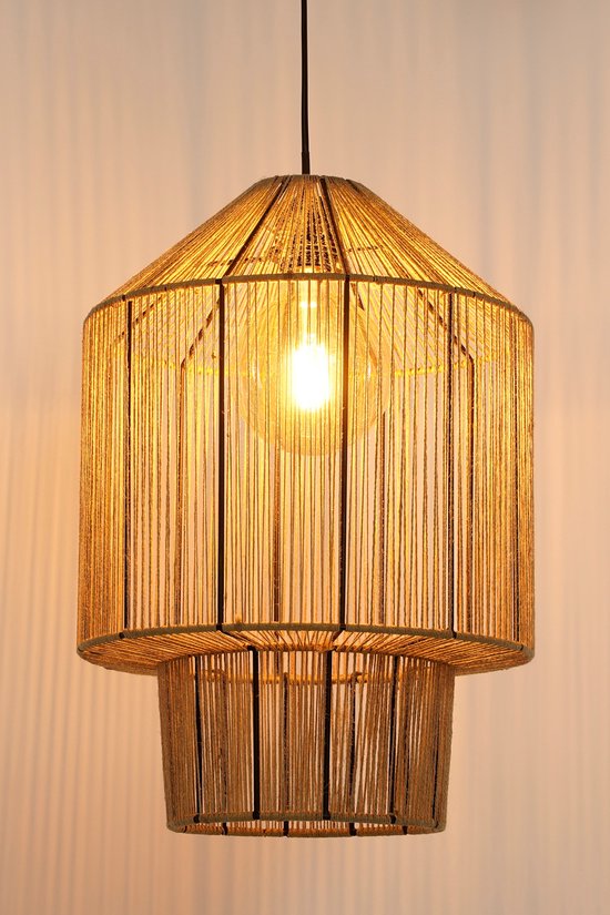 Mica Decorations Elsa Lampe suspendue - H49 x Ø35 cm - Jute - Marron clair