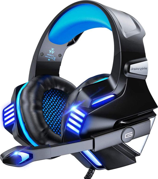 Casque de jeu Hunterspider - Noir/Bleu - Convient à PS4, Xbox One, Switch et Windows