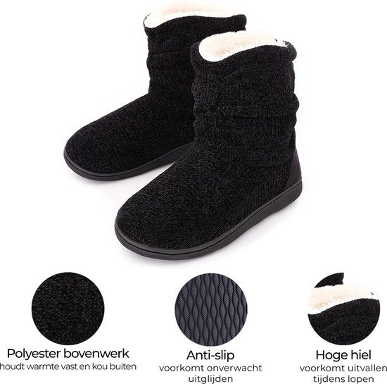 Chaussons Dames - Chaussons - Taille 42/43 - Noir - Antidérapant - Comfeet
