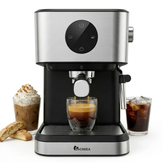 Machine à expresso Iagreea CM3050 - 20 bars - Buse à vapeur - 1,5 L - Acier inoxydable