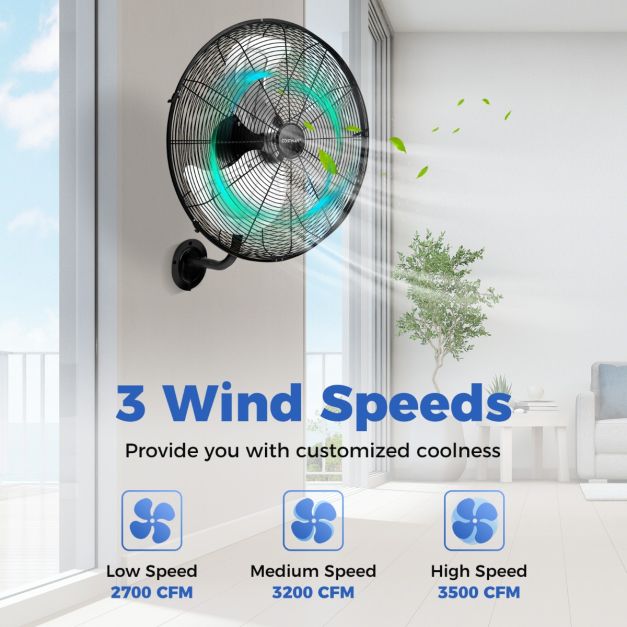Coast Fan - Ø56 cm - Oscillant - 1300 RPM - 3 niveaux - 56 x 42 x 68 cm - Noir