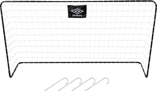 But de football Umbro - But de football 182 x 122 x 61 cm - But de football de grande taille - facile à déplacer - Jouets d'extérieur pour enfants et adultes - But d'entraînement de football - métal - noir/blanc