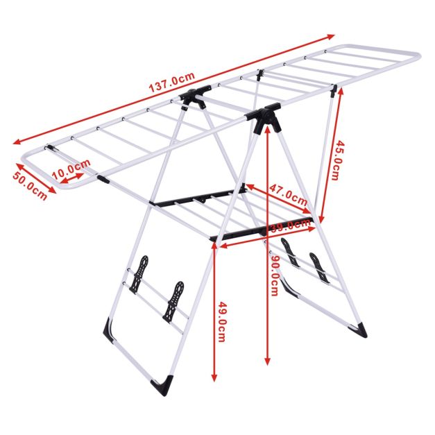 Coast Drying Rack Metal Extendable Black + Silver - 110-189 cm