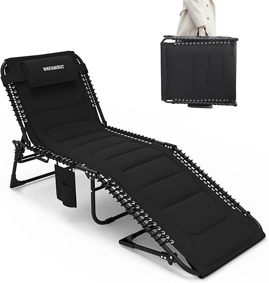 Chaise longue pliable Yaheetech - 5 positions - Ouverture au niveau du visage - Coussin de 9 cm - Noir