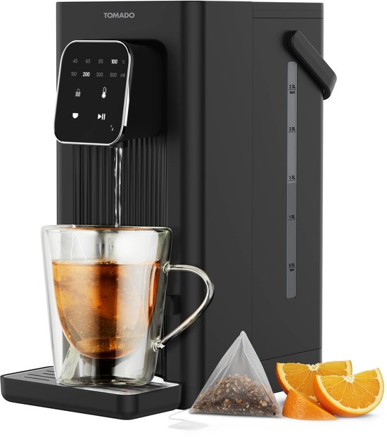 Distribuateur d'eau chaude Tomado TWD2503B - Bouilloire instantanée - 2,5 litres - Écran numérique - Réglage de la température - Réservoir d'eau amovible - Filtre à eau inclus