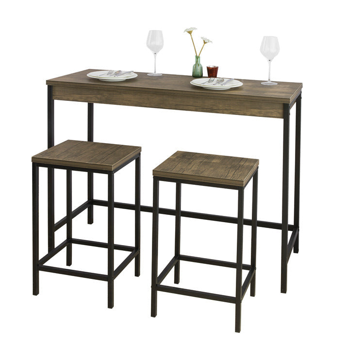 Table de bar SoBuy avec 2 tabourets - Poids max. : 150 kg - Style industriel - 121 x 46 x 97 cm - Marron / Noir