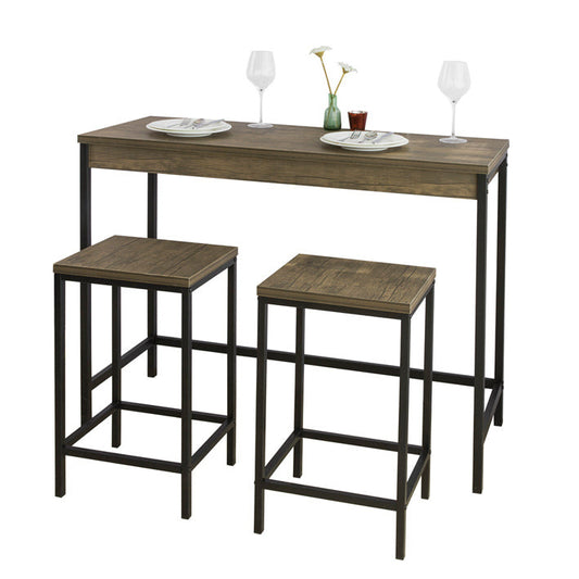 Table de bar SoBuy avec 2 tabourets - Poids max. : 150 kg - Style industriel - 121 x 46 x 97 cm - Marron / Noir
