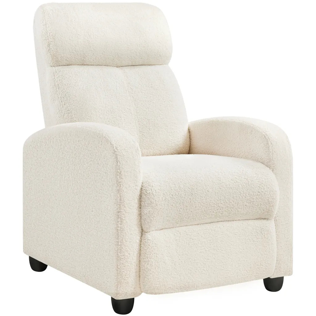 Fauteuil de détente Yaheetech - Dossier réglable - Repose-pieds - Bouclé - Crème