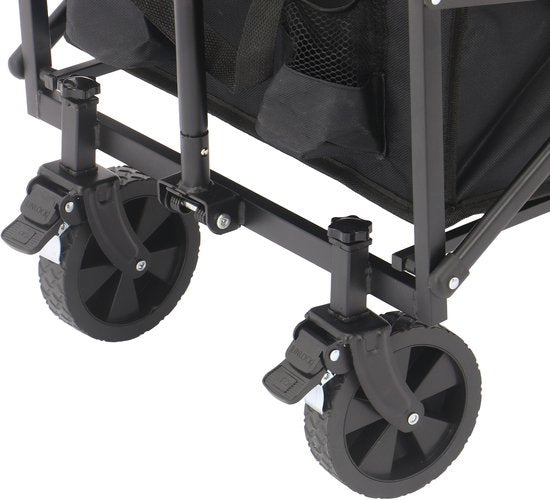 Chariot pliable AXI SB120 – Noir – Avec poignée de traction, freins et housse – Capacité de charge de 60 kg – Facile à transporter – Métal