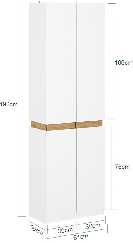 SoBuy KSB01-W Armoire, pour adultes, chambre à coucher, armoire, pour chambre à coucher, salon, couloir, 1 armoire, 2 portes, 5 compartiments
