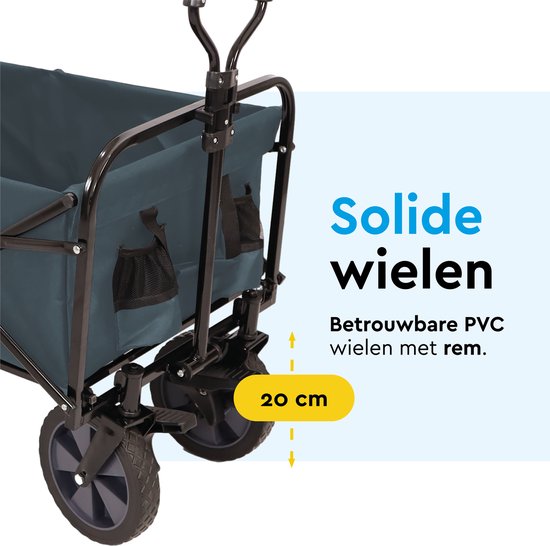 BRASQ Chariot pliable - 100 litres - Capacité 80 KG - Roues pivotantes avec frein - 90x51x100 CM - Poignée réglable - Chariot pliable - Compact - Gris