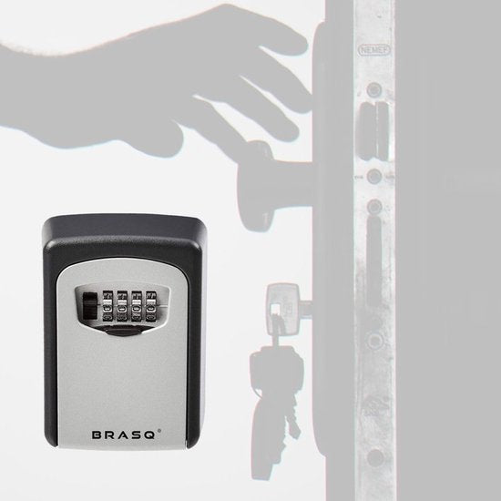 BRASQ Coffre à clés - Coffre à clés extérieur avec code - Coffre avec serrure à combinaison - Armoire à clés - KC500 - Gris