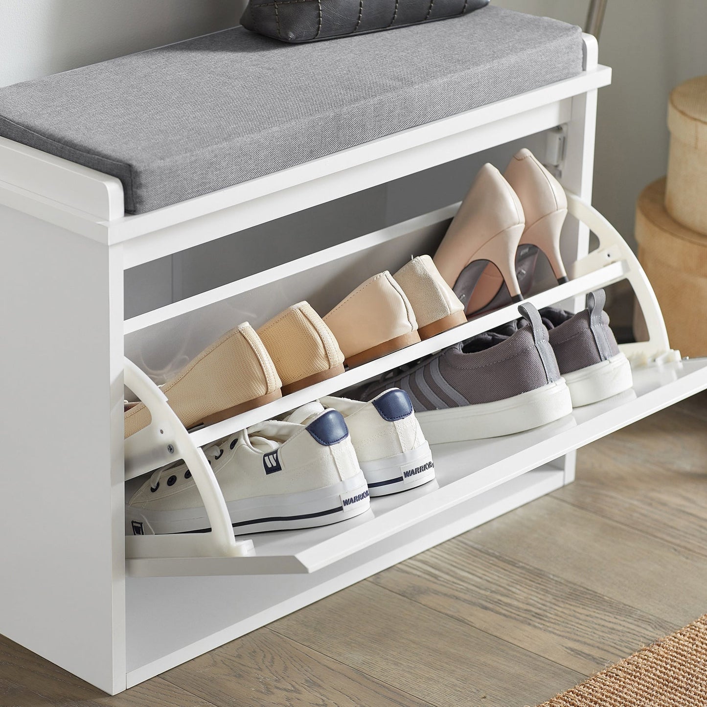 Meuble à chaussures - SoBuy - Avec 1 tiroir - Max. 150 kg - 60 x 26 x 46 cm - Blanc/ Gris