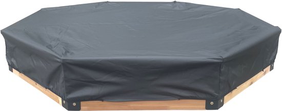 Bac à sable AXI Onno XXL 200 x 200 x 23 cm, couleur marron/anthracite – Avec bancs – Avec housse – Bois de cèdre 100 % certifié FSC – Bac à sable extra-large pour enfants