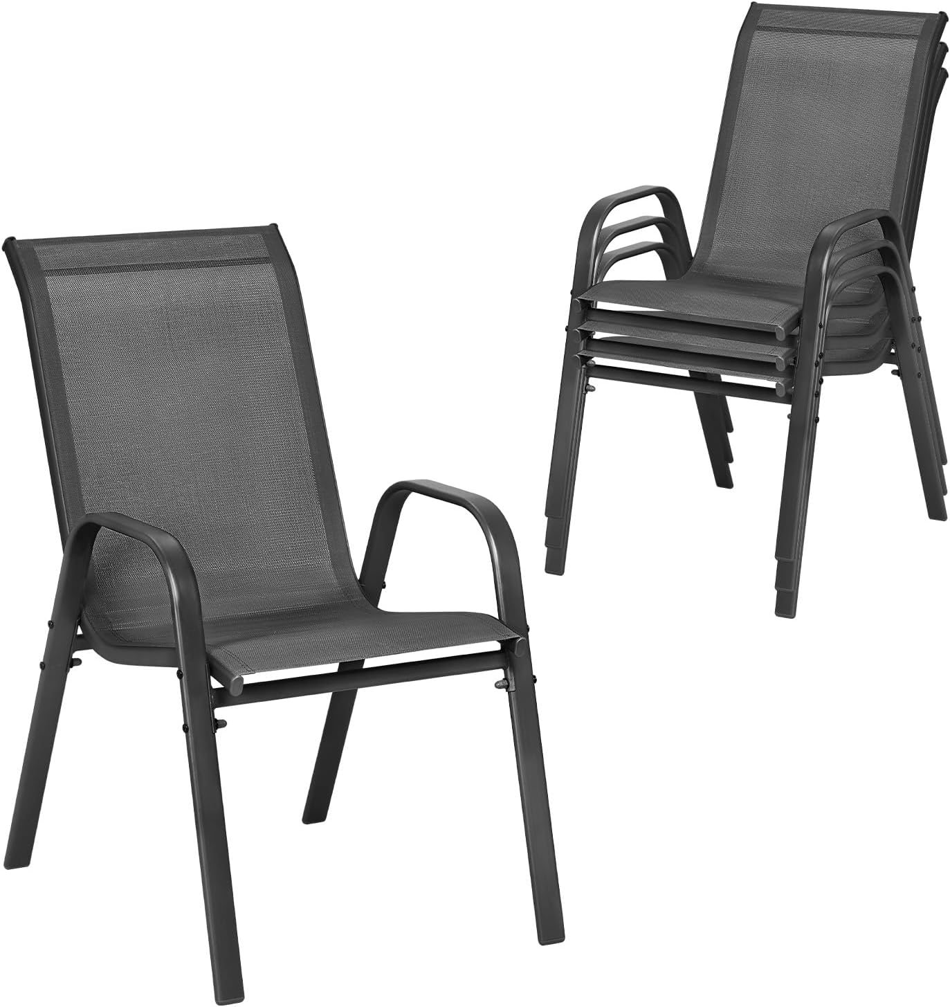 Chaises de jardin Woltu - Lot de 4 - Poids max. 160 kg - 55 x 92 x 70 cm - Anthracite