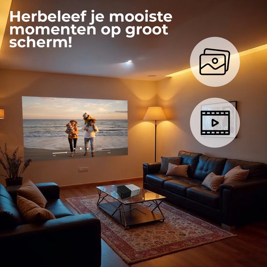 Denver Mini Beamer Full HD - Streaming depuis votre téléphone (USB-C) - Mini projecteur - Télécommande incluse - HDMI/AUX/USB-C - PR800