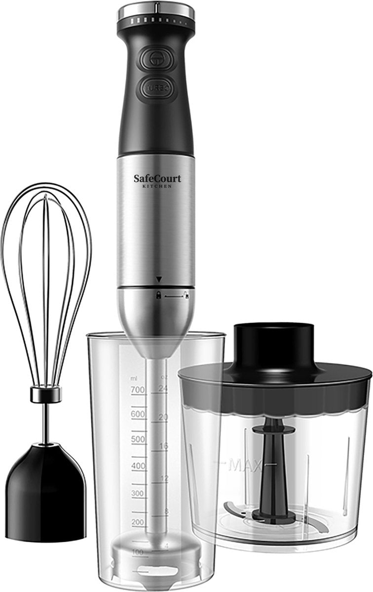 Mélangeur à main de cuisine Safecourt - Bol à hacher - Fouet - Tasse à mélanger - Ensemble