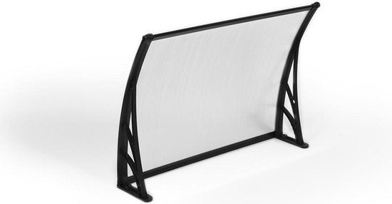 909 Store de porte extérieur résistant aux intempéries - Auvent - polycarbonate UV et aluminium - 100 x 80 cm