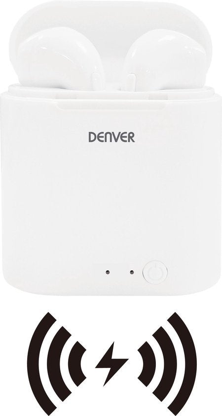 Denver TWQ-40 - Ecouteurs Bluetooth sans fil - Chargement sans fil via QI - Blanc