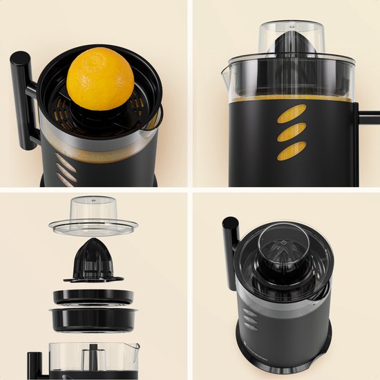 KitchenBrothers Presse-agrumes - Manuel - Avec bec et poignée - 1L - Noir