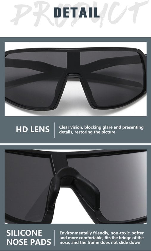 Garpex® Lunettes de cyclisme - Lunettes de sport - Lunettes de soleil polaroïd - Lunettes de soleil - Vélo de route - Vélo de montagne - Moto - Monture noire - Verre vert