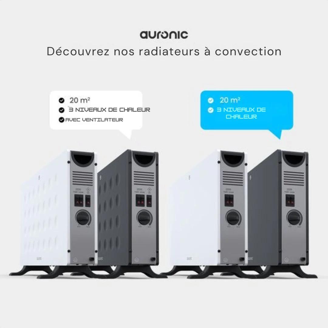 Auronic Radiateur - 2000W - Chauffage électrique - Chambre, salon ou maison - Noir