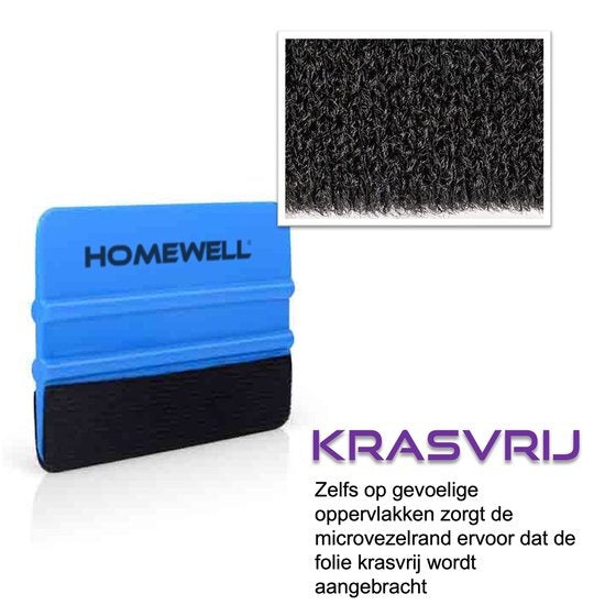 Homewell® Rakel avec feutre - Raclette en caoutchouc - (pour film de fenêtre, film de voiture, film adhésif, emballage de cuisine) 10x7.5cm