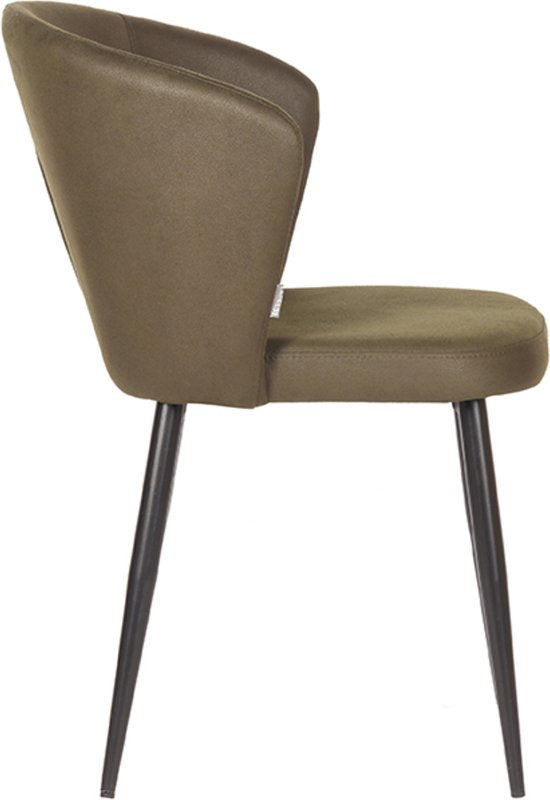 Chaise de salle à manger LABEL51 Wave - Verte - Tissu - Métal noir - Chaise - Chaise de salle à manger standard