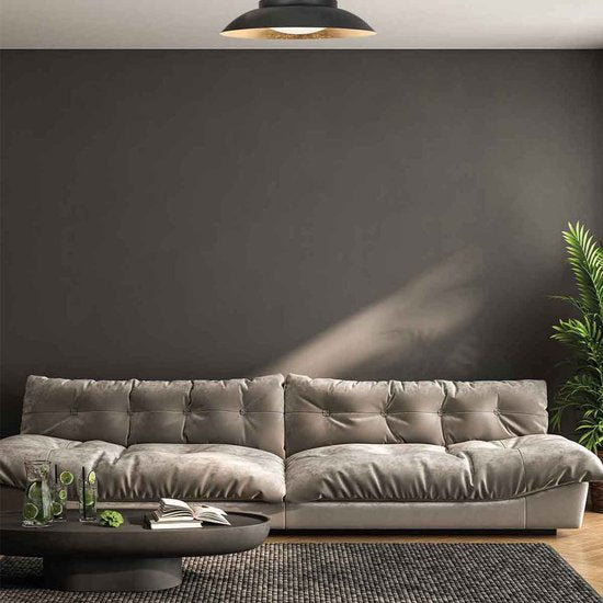 Plafonnier noir avec détails dorés, intensité réglable en 3 niveaux, plastique et métal - Brotke 4127ZW - Steinhauer