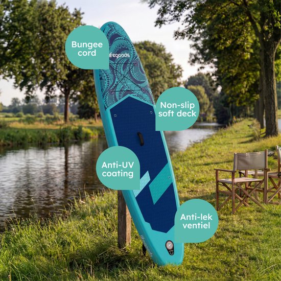 LifeGoods SUP Board All-round Compact - avec siège - capacité de charge de 100 KG - 300 x 76 cm - gonflable - ensemble complet de SUP - bleu