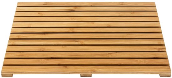 WENKO Tapis de douche 50 x 50 cm en bambou - Bois certifié FSC - Tapis de bain d'intérieur et d'extérieur - Tapis de douche