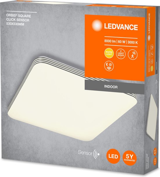 LEDVANCE Applique et plafonnier LED : pour plafond, ORBIS CLICK SENSOR / 6- W, 22-...24- V, angle de rayonnement : 12-, Blanc chaud, 3- K, matériau du boîtier : acier, IP2-