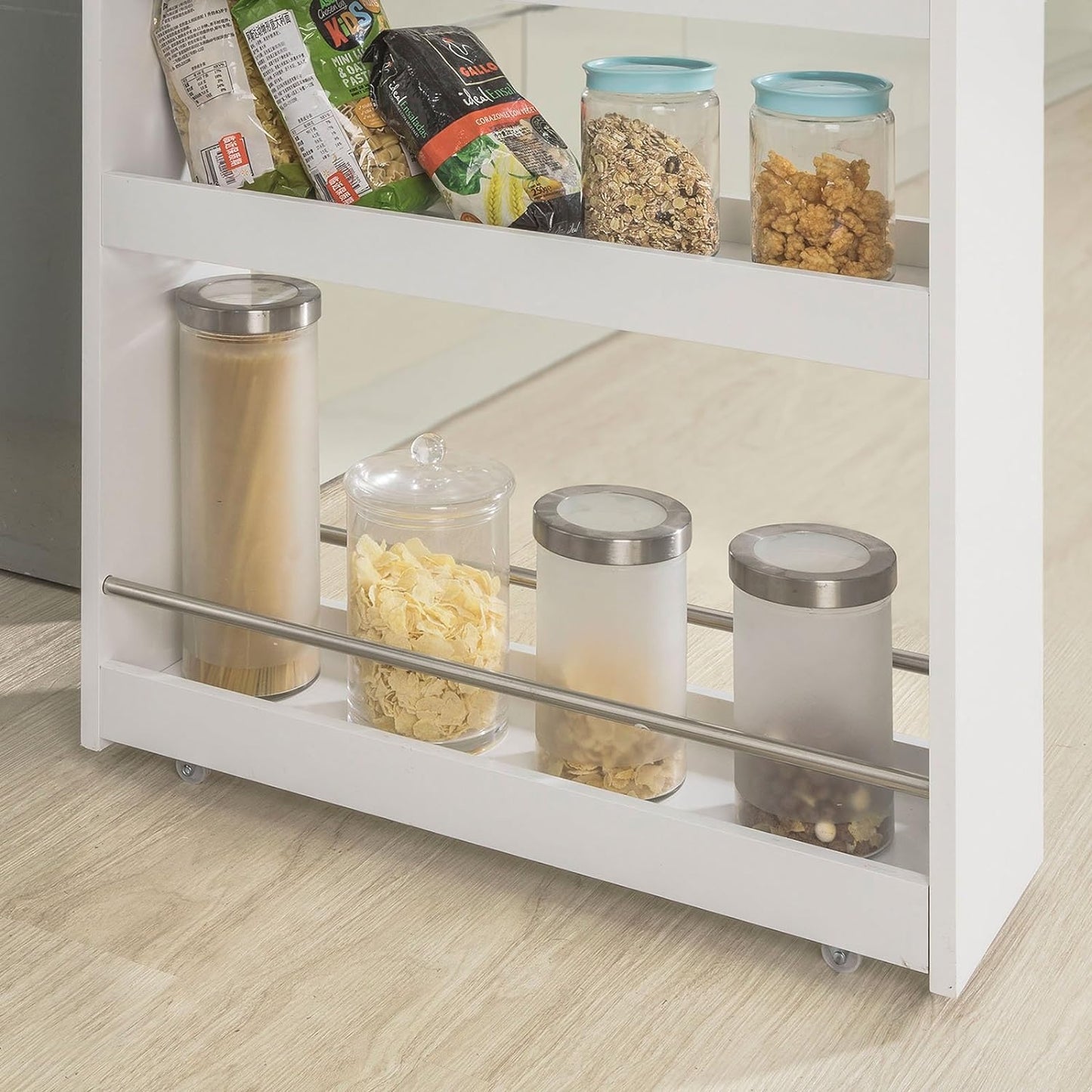 SoBuy Étagère de cuisine 4 niveaux sur roulettes - Max. 20 kg - 60 x 19 x 81 cm - Blanc