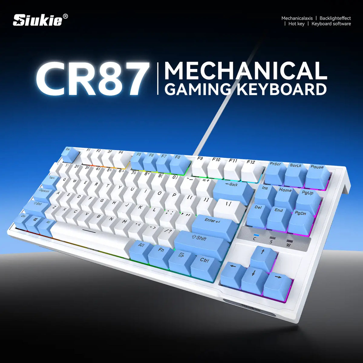 Clavier mécanique Siukie CR87 - 87 touches - Commutateurs interchangeables
