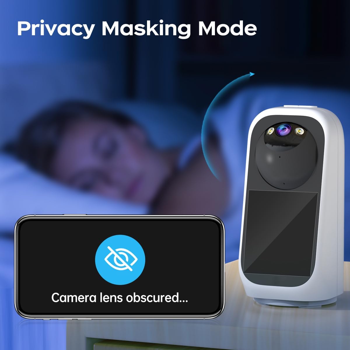 Caméra de sécurité d'intérieur JOOAN 2K avec écran 2,8 pouces – PTZ 360° – Wi-Fi 5G – Vidéo bidirectionnelle – Blanche