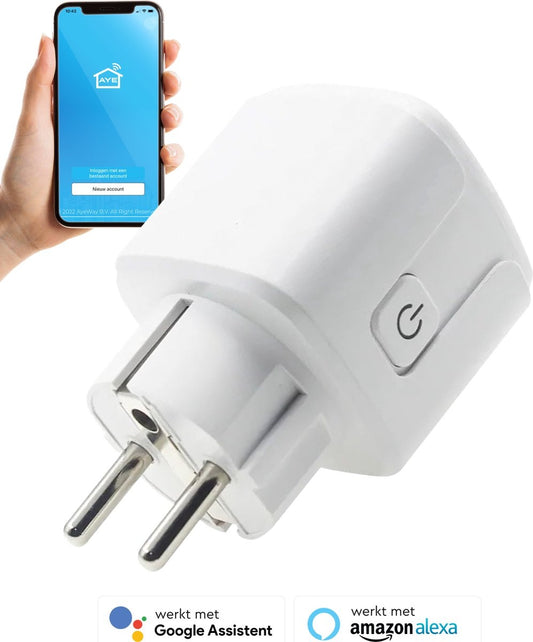 AyeWay Smart Plug avec compteur d'énergie - Smart Plug - Prise WiFi - Fonctionne avec Google Home & Alexa - iOS & Android - 1 pièce