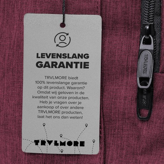 TRVLMORE Sac à dos avec durée de vie - Sac à dos avec compartiment pour ordinateur portable de 15,6 pouces - Cartable - Résistant aux éclaboussures - Hommes et femmes - Garçons et filles - 25L - Bourgogne