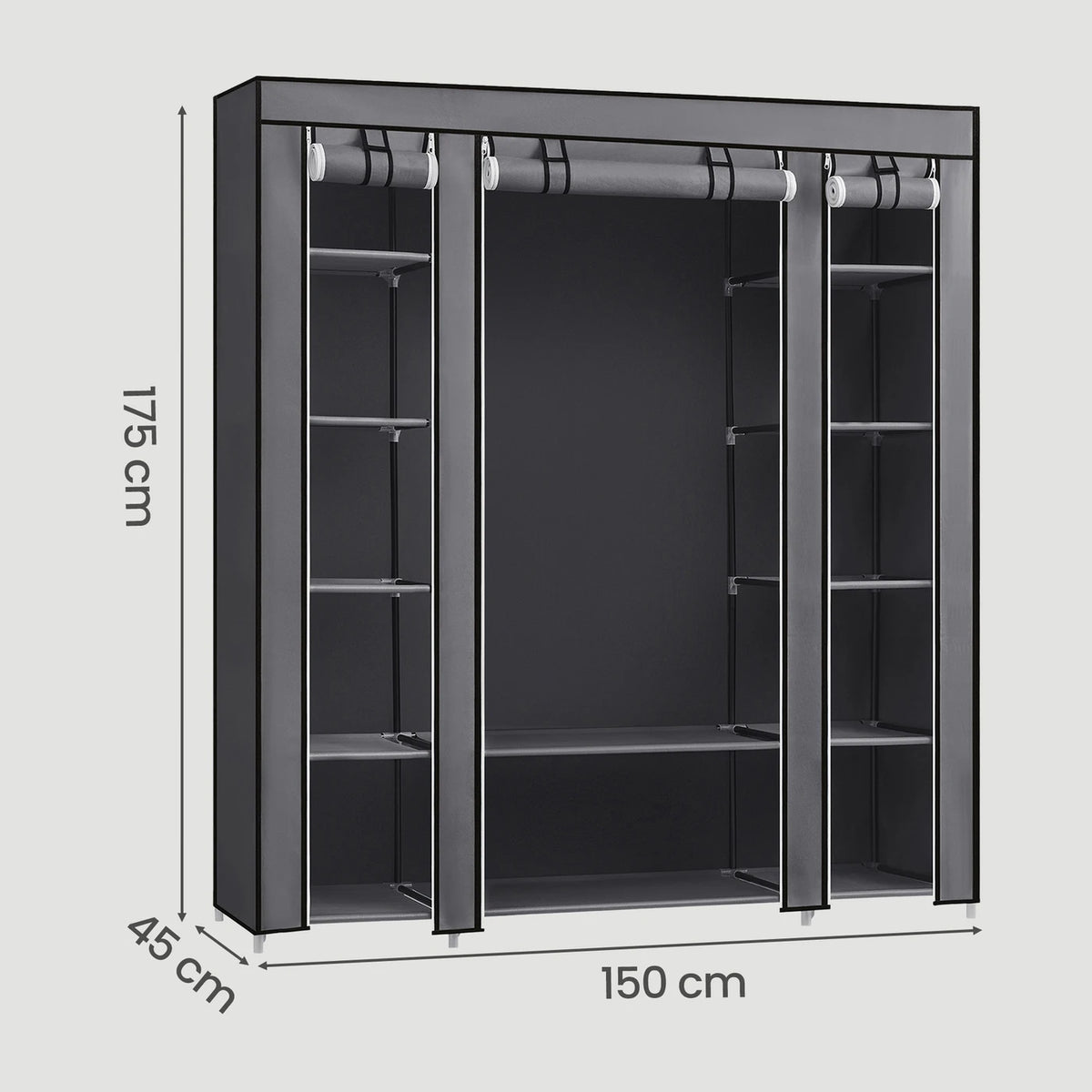 Armoire pliante en tissu Joyfurnos - Structure métallique - Gris