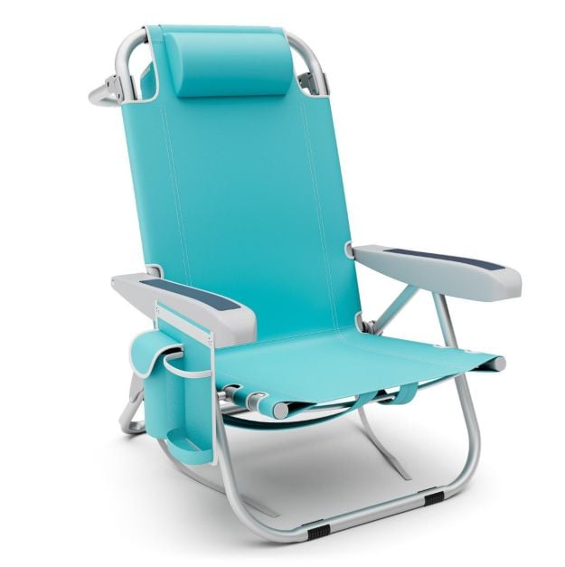 Costway Chaise de plage - pliable et réglable - max 150 kg - 66 x 65 x 78 cm - Bleu