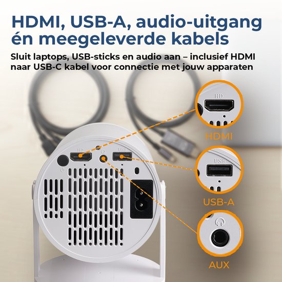 Denver Mini Beamer - Full HD 1920*1080P - 175 ANSI Lumens - Projecteur - Home cinéma - HDMI - USB-C - PR2500