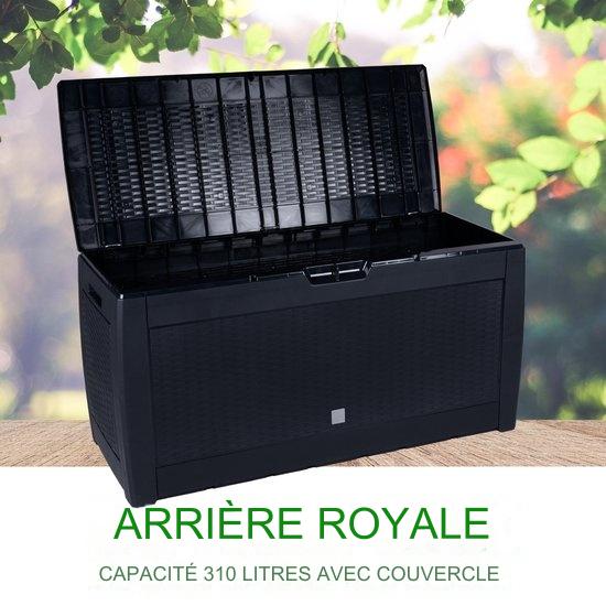 Boîte de rangement de jardin - Lifetime Garden - avec roues et poignées - 310L - Noir